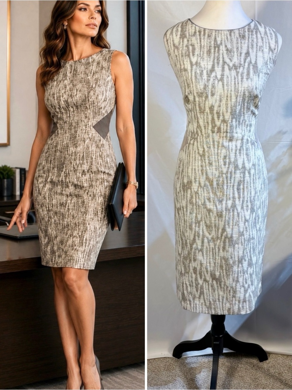 Lafayette 148 New York Ikat Sheath Dress Sleeveless Career Dress Size 12🧡